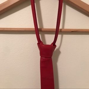 Red leather zipper tie
